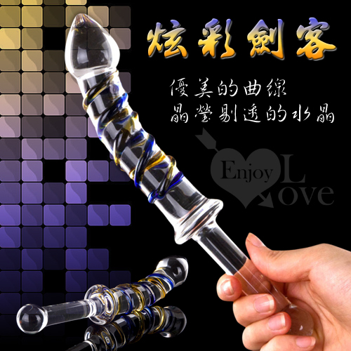 20191002炫彩劍客‧雙色螺紋水晶玻璃棒