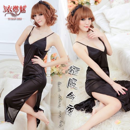 《YIRAN MEI》征服今夜!輕柔呵護柔緞睡襯衣﹝黑﹞