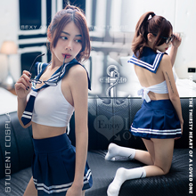 20231229學生角色扮演服！水手大方領裸背百褶短裙三件組