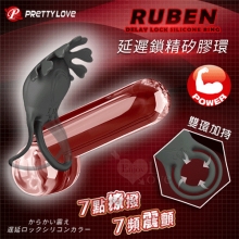 派蒂菈 ‧ RUBEN 7點撩撥X7頻震顫延遲鎖精矽膠套環-黝黑﹝雙環加持+男女共震+柔軟親膚+USB充電﹞【特別提供保固6個月】