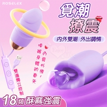 ROSELEX 勞樂斯 ‧ 覓潮 18段變頻舌撩+震動 雙邊獨立控制雙跳蛋﹝USB直插供電款﹞紫【特別提供保固六個月】