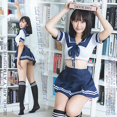 學生角色扮演服!大方水手領短上衣百褶短裙四件式套裝【2000元滿額貴賓禮】
