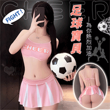 啦啦隊足球寶貝套裝｜後背鏤空印花短上衣 × 撞色短裙 運動風三件組